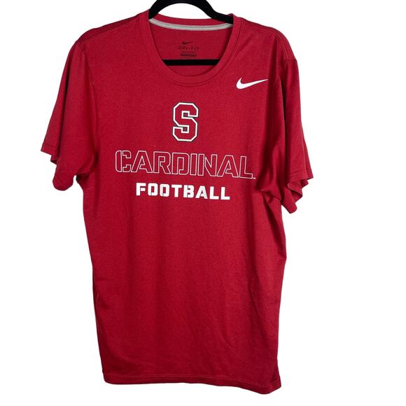 Nike Mens Large Red Stanford Cardinal Football Short Sleeve Crew Neck Tee Tshirt - Picture 1 of 7